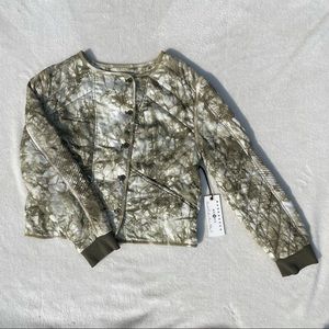 MARRAKECH Green Quilted Tie Dye Bomber Jacket Medium